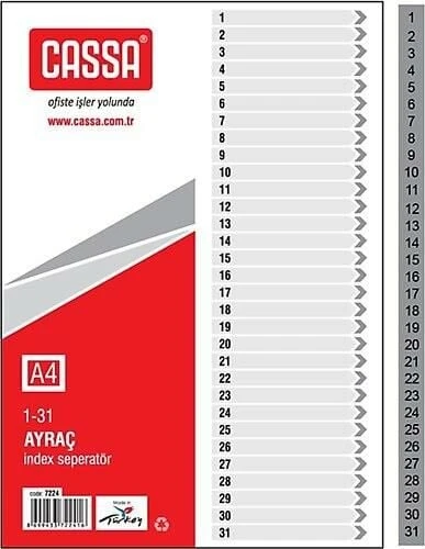 Cassa Rakamlı Seperatör Ayraç 1-31 Numaralı 7224 ürün görseli 1