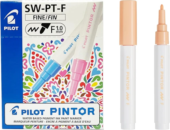Pilot Pintor Keçeli Markör Dekor Boya Kalemi (F) Pastel Turuncu Sw-Pt-F-Po (6 Lı Paket) ürün görseli 1