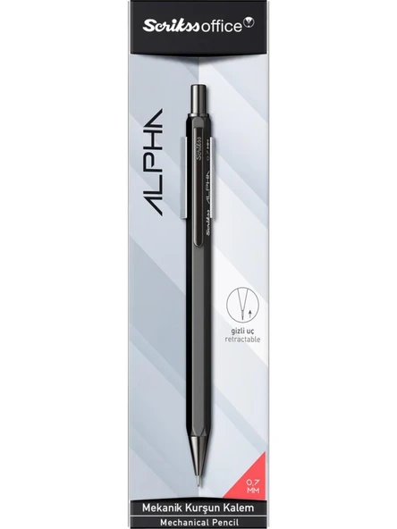 Scrikss Alpha Versatil Kalem 0.7 Mm Siyah Şeffaf Ambalaj ürün görseli 1