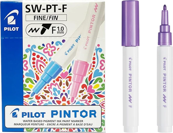 Pilot Pintor Keçeli Markör Dekor Boya Kalemi (F) Metalik Mor Sw-Pt-F-Mv (6 Lı Paket) ürün görseli 1