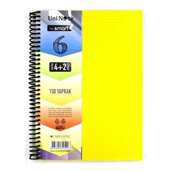 Çınar I'M Smart 150 Yaprak A4 Ayraçlı Defter 4+2 (4 Kareli + 2 Çizgili) ürün görseli 1