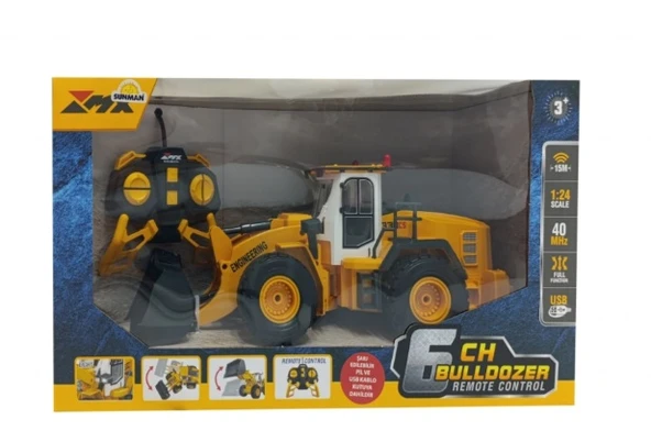 Sunman Oyuncak İş Makinesi 1/24 Uzaktan Kumandalı Buldozer Dc.F/F Işıklı 6Ch 3.7V.Usb 40Mhz. ürün görseli 1