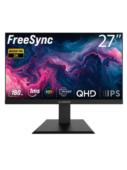 RAMPAGE Miracle MC27RQ180 27" 180Hz 1ms Fast IPS QHD 2K HDR FreeSync Pivot Flat Oyuncu Monitörü ürün görseli 1