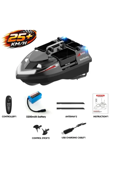 KESEROĞLU SAZAN YEMLEME (TEKNE VE BOTU)Flytec V802 4 kabin 3KG yük 500M 12000mah pil RC kumandalı (konumsuz) ürün görseli 1