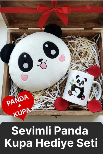 Özel Tasarım Sürpriz Romantik Gift Sevgililer Günü 14 Şubat Sevimli Panda Kupa Bardak Hediye Seti ürün görseli 1