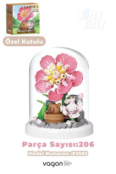 Panlos YKO Serisi Kapibara Figürlü Çiçek Modeli 206 Parça Oyuncak Blok Yapım Seti  FF-P2593 ürün görseli 1