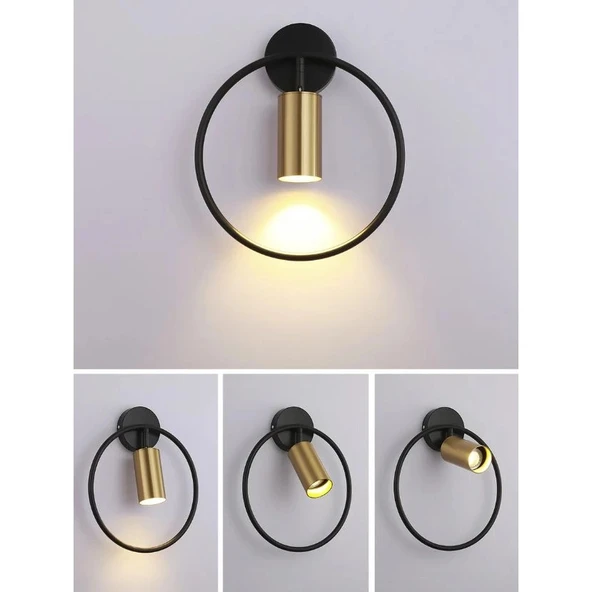 Geometrik Led Siyah Altın Aplik - Resim 3