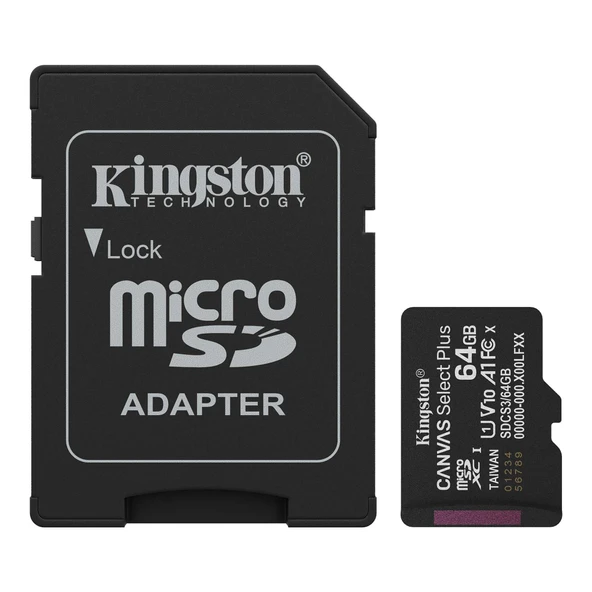 64GB KINGSTON MICROSD CANVAS SELECT PLUS A1 SDCS3/64GB - Resim 2