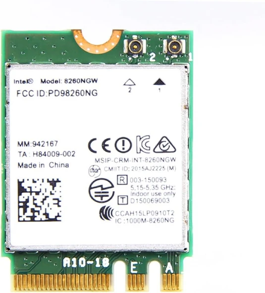 Intel 8260NGW WiFi Kartı  802.11ac Dual Band  Bluetooth 4.2 ürün görseli 1