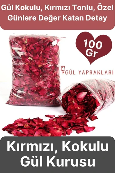 Özel Tasarım Sevgili Dekoratif Hediye Süs Dekor Romantik Kokulu Kırmızı Gül Kurusu Yaprağı 100 Gr ürün görseli 1