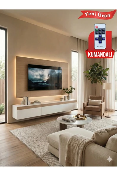 PURELINE LEDLİ DUVAR TV ÜNİTESİ 180 CM ürün görseli 1