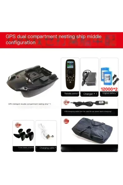 KESEROĞLU SAZAN YEMLEME (TEKNE BOTU)GPS MODEL EVE DÜNÜŞ OTO PİLOT RENKLİ KUMANDA 12000MH 2 PİLLE ÇANTALI ürün görseli 1