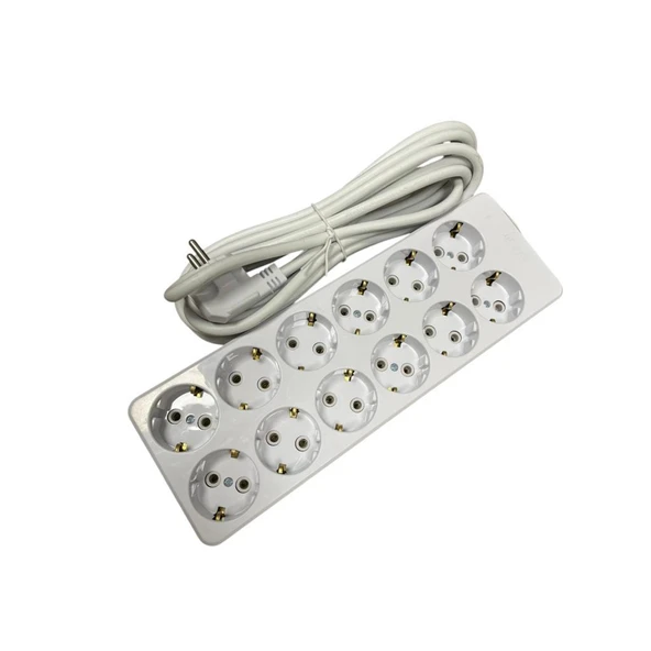 DE-PA 12’li Topraklı Grup Priz | 5 Metre Kablolu | 16A 220V | 3x1,5 mm² Kablo | Çoklu Priz Uzatma ürün görseli 1