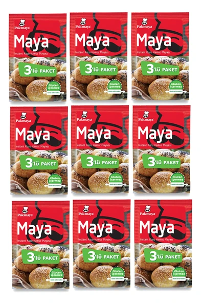 Pakmaya Instant Kuru Maya 3x10 gr 9 Paket ürün görseli 1