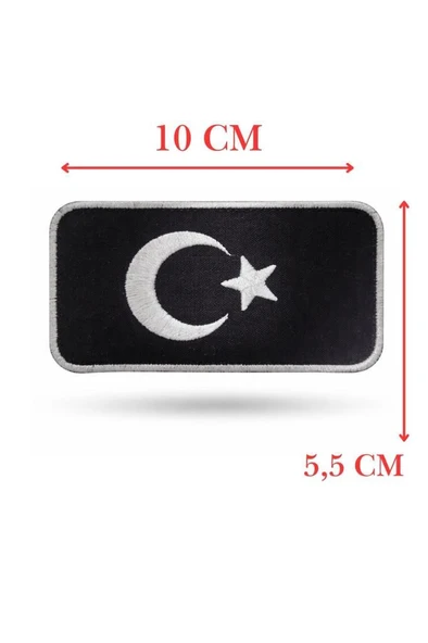 Single Sword BAYRAK Nakış Patch - Peç 10 Cm X 4,5 Cm - Resim 5