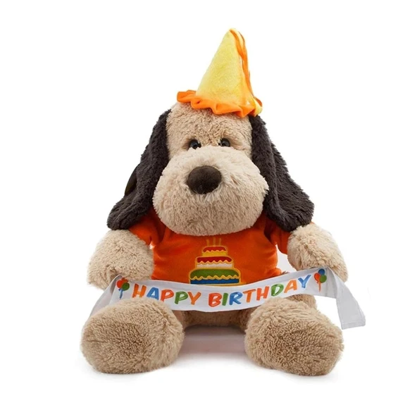 Oturan Happy Birthday Pelüş Köpek 55cm Peluş Köpek ürün görseli 1