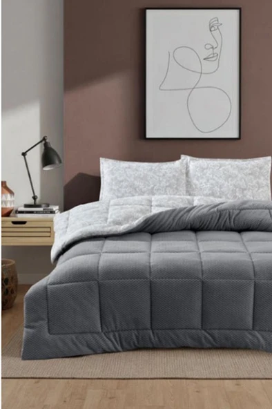 Gracias 4 Parça Comforter Set Gri ürün görseli 1