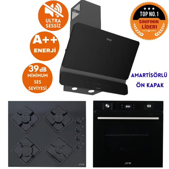 Ferre ve AFM Tech MARKALI VUA Sessiz Turbo Dijital  Siyah Ankastre Set (D080-SA +FM7700 +FM-BD2200) ürün görseli 1