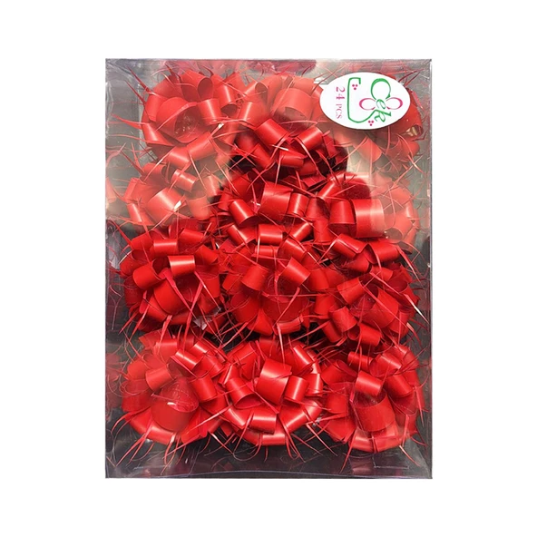 Renkli Hediye Paketi Süsü  Pompom Fiyonk Kırçıllı 8 Cm Pakette 24 Adet Pastel -Tek Renk- ürün görseli 1