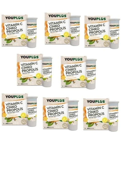 Youplus Vitamin C Çinko Propolis 20 Efervesan Tablet Limon Aromalı 20 Adet X8 ürün görseli 1