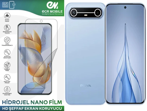 Tecno Pova Slim 5G ile Uyumlu Hidrojel Nano Film HD Şeffaf Ekran Koruyucu(Tempered Cam Değildir!) ürün görseli 1