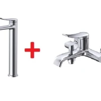 Creavit Lua Tezgah Üstü Uzun Lavabo Ve Banyo Bataryası Seti Lu6500+lu2500 ürün görseli 1
