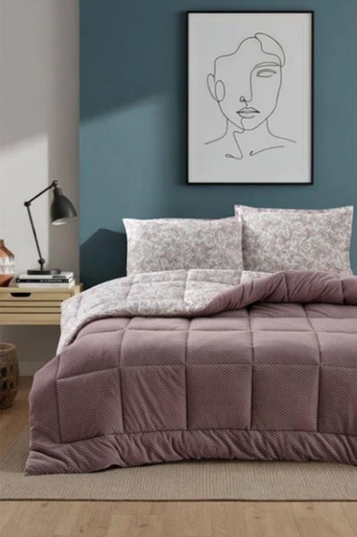 Gracias 4 Parça Comforter Set Mürdüm ürün görseli 1