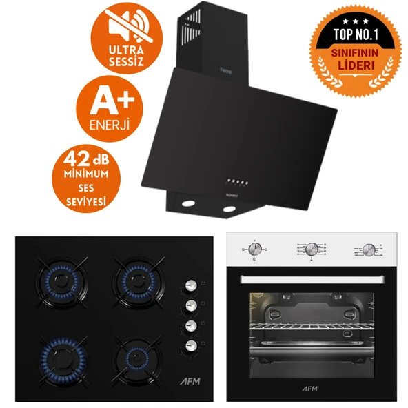 Ferre ve AFM TECH Markalı /SilentART OYO Sessiz Siyah Beyaz Ankastre Set ( D086-SA +FM7301 +FM2200) ürün görseli 1