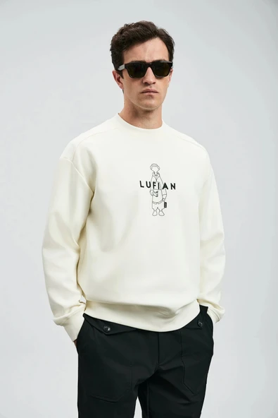 Lufian Erkek Simba Kırık Beyaz Sweatshirt 112030175 ürün görseli 1