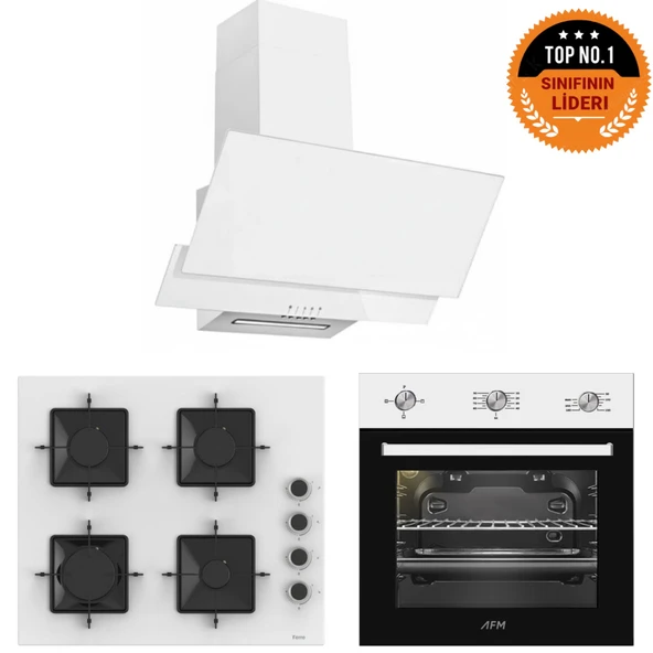 Ferre ve AFM TECH Markalı / RoyalChef Beyaz  Ankastre Set (SS206  + FM7301 + FM2201) ürün görseli 1