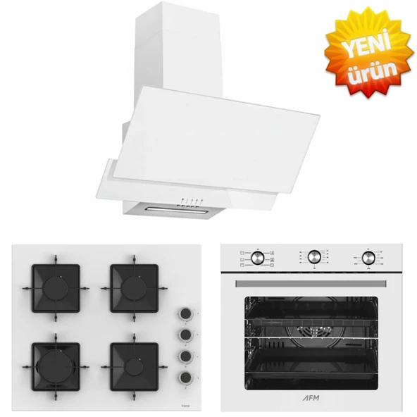 Ferre ve AFM Tech MARKALI/ Vivolva 6+1 Turbolu Beyaz Ankastre Set ( SS206 + FM7601 + FM3301W ) ürün görseli 1