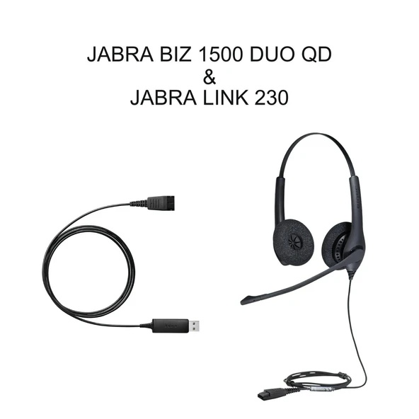 Jabra BIZ 1500 Duo QD Kulaklık & Jabra Link 230 Usb Adaptör ürün görseli 1