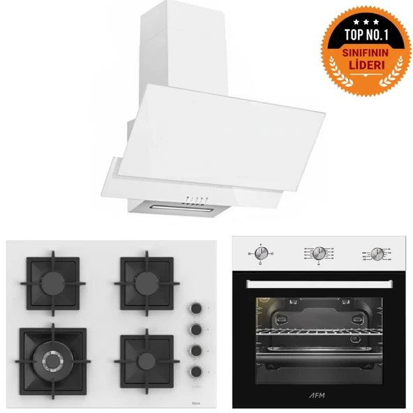 Ferre ve AFM TECH Markalı / Turmalin Beyaz  Ankastre Set ( SC406-WFA WOK  + FM7301 + FM2201) ürün görseli 1
