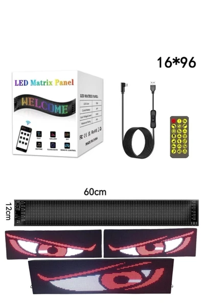 Esnek Katlanabilir Panel Led Cama Yapışır Uygulama İle Kontrol Dijital Tabela Kayar 60cm 16X96 LED ürün görseli 1
