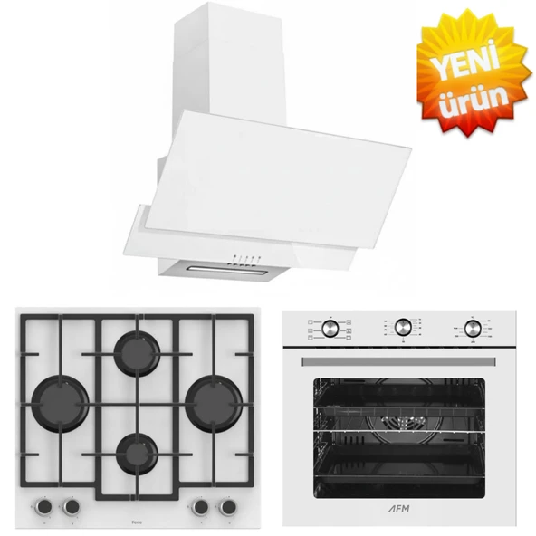 Ferre ve AFM Tech MARKALI/ REAL 6+1 Turbolu Beyaz Ankastre Set ( LN386  + FM7601 + FM3301W ) ürün görseli 1