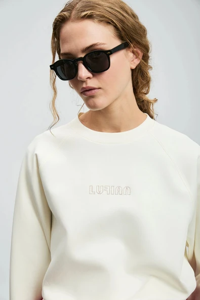 Lufian Alice Kadın Kırık Beyaz Örme Sweatshirt 122030016 - Resim 2