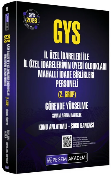 Pegem 2026 GYS İl Özel İdareleri ile İl Özel İdarelerinin Üyesi Oldukları Mahalli İdare Birlikleri Personeli 2. Grup Konu Anlatımlı Soru Bankası Görevde Yükselme Pegem Akademi Yayınları ürün görseli 1