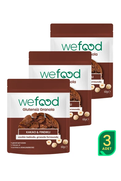Glutensiz Granola Bites Kakao & Fındıklı 60 gr 3'lü ürün görseli 1
