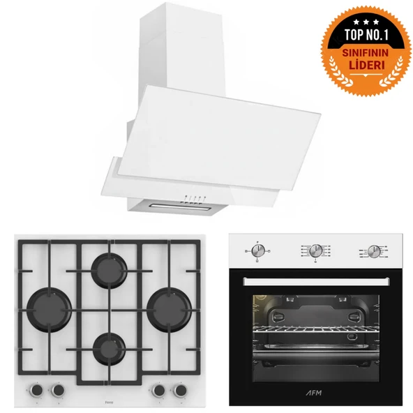 Ferre ve AFM TECH Markalı / Prestige Beyaz  Ankastre Set ( LN386  + FM7301 + FM2201) ürün görseli 1