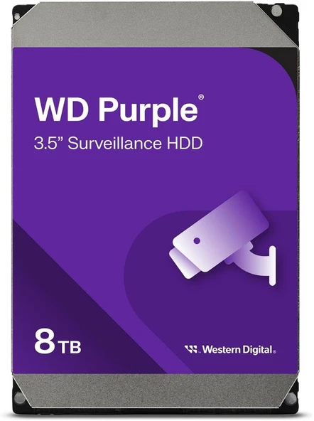 Wd 8Tb Purple WD85PURZ 5400RPM 256MB 7x24 Güvenlik Harddisk (Resmi Distribitör Ürünü) ürün görseli 1