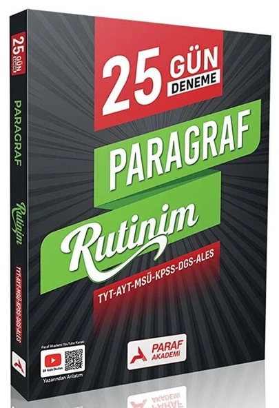 Paraf Akademi YKS KPSS DGS ALES Paragraf Rutinim 25 Gün Deneme Paraf Akademi Yayınları ürün görseli 1