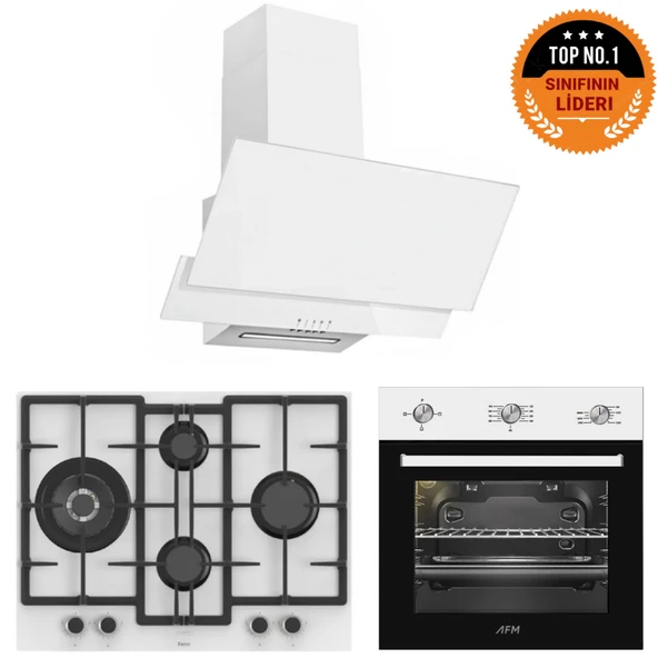 Ferre ve AFM TECH Markalı / Magican  Beyaz  Ankastre Set ( ED076-WFA WOK  + FM7301 + FM2201) ürün görseli 1