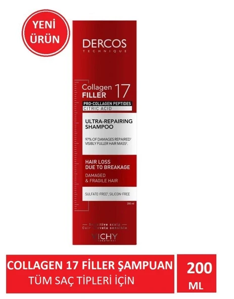 Vichy Dercos Collagen 17 Filler Tüm Saç Tipleri İçin Şampuan 200 Ml ürün görseli 1