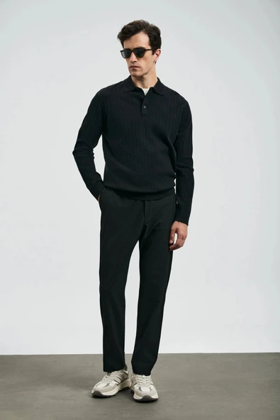 Lufian Sterno Smart Chino Erkek Siyah Slim Fit Pantolon 112190330 ürün görseli 1