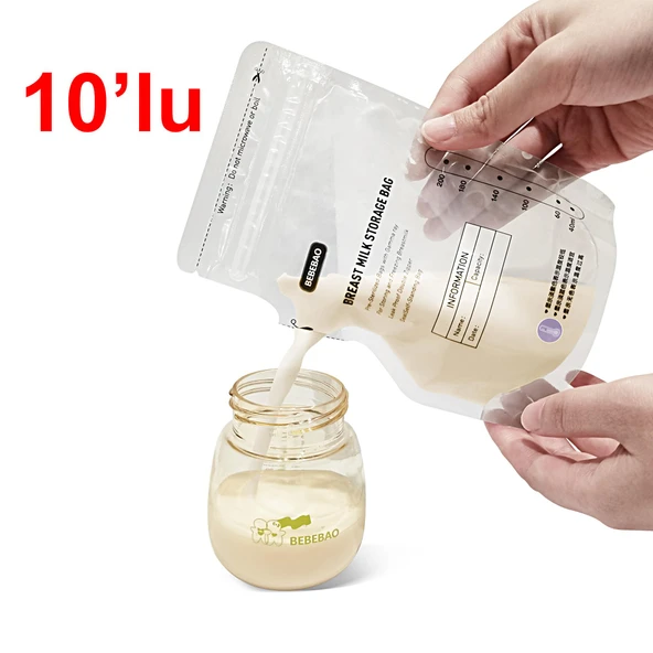 Bebebao Anne Sütü Saklama Poşeti 200 ml 10'lu ürün görseli 1