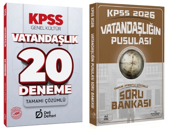 CBA + Deli Defteri 2026 KPSS Vatandaşlık Vatandaşlığın Pusulası Soru Bankası + 20 Deneme 2 li Set - Ali Koç CBA + Deli Defteri Yayınları ürün görseli 1