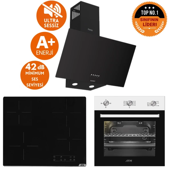 Ferre ve AFM Tech Markalı / Elite Elektrikli Vitro. Sessiz Ankastre Set (D086-SA + V6-04 + FM7301) ürün görseli 1