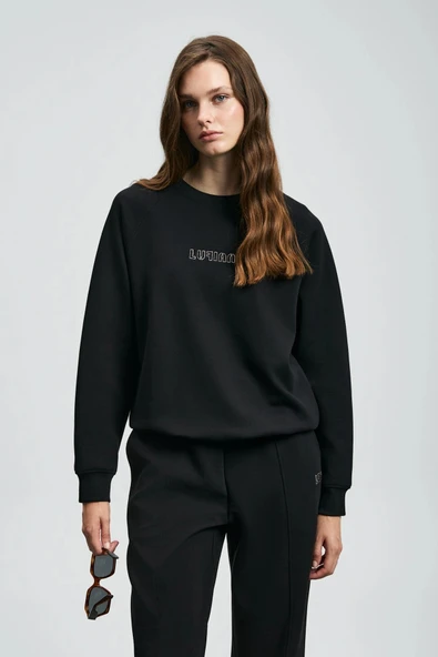 Lufian Alice Kadın Siyah Örme Sweatshirt 122030016 - Resim 5