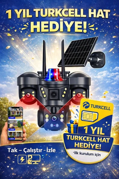 Ventus V380 Pro ON-SG4366 9MP Üç Kameralı 4G Güneş Enerjili Akıllı Güvenlik Kamerası (Turkcell Sim Kart Dahil) ürün görseli 1