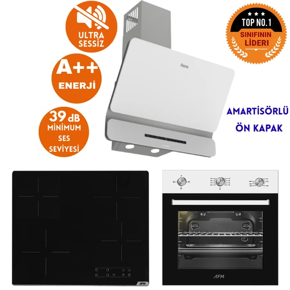 Ferre ve AFM Tech Markalı / Edge Elektrikli Vitro. Sessiz Ankastre Set (D081-SA + V6-04 + FM7301) ürün görseli 1